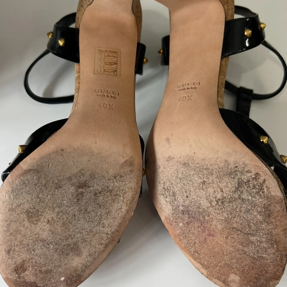 Gucci Black and Gold Studded Heels - Picture 5 of 5